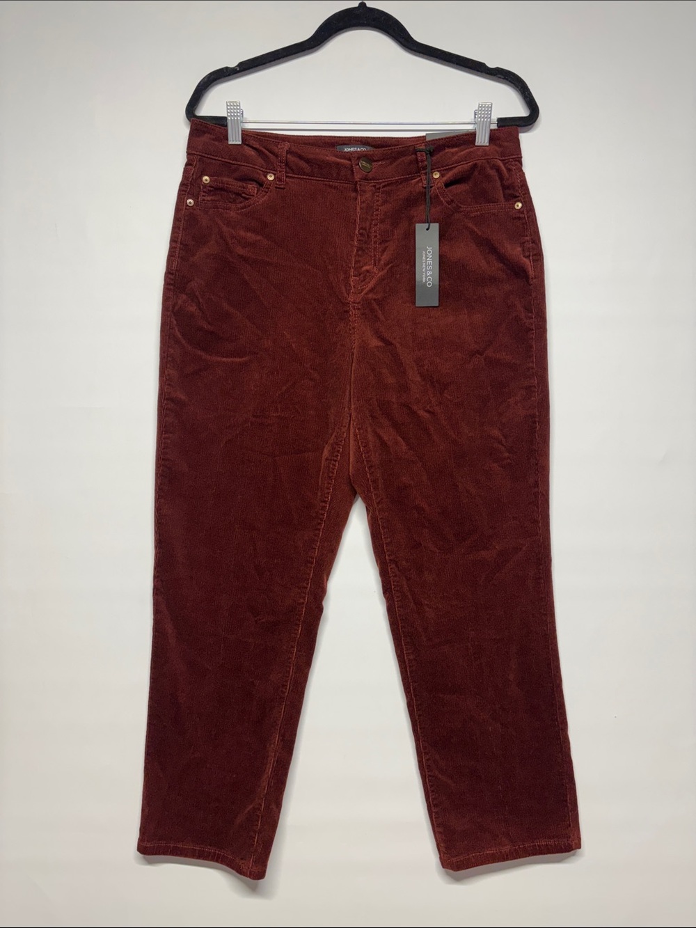 ✨Jones & Co Jones New York Burgundy Corduroy Pants Straight-Leg Crop Size 10 - Picture 2 of 16